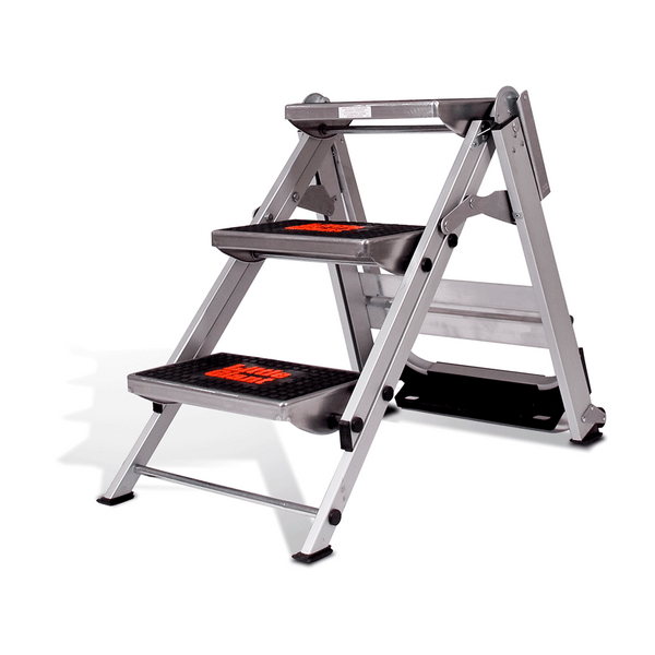 LITTLE GIANT LADDER SYSTEMS Escabeau pliable Safety Step à 4 marches en  aluminium avec main courante par Little Giant Ladder System, capacité de  300 lb 10410BA-470